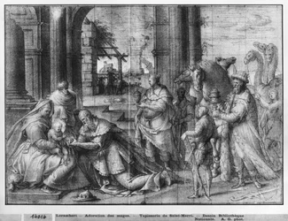 Life of Christ, Adoration of the Magi, preparatory study of tapestry cartoon for the Church Saint-Merri in Paris